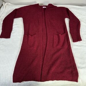 Pink Lily Maroon Womens S Popcorn Cardigan with Pockets Cozy Fall Winter